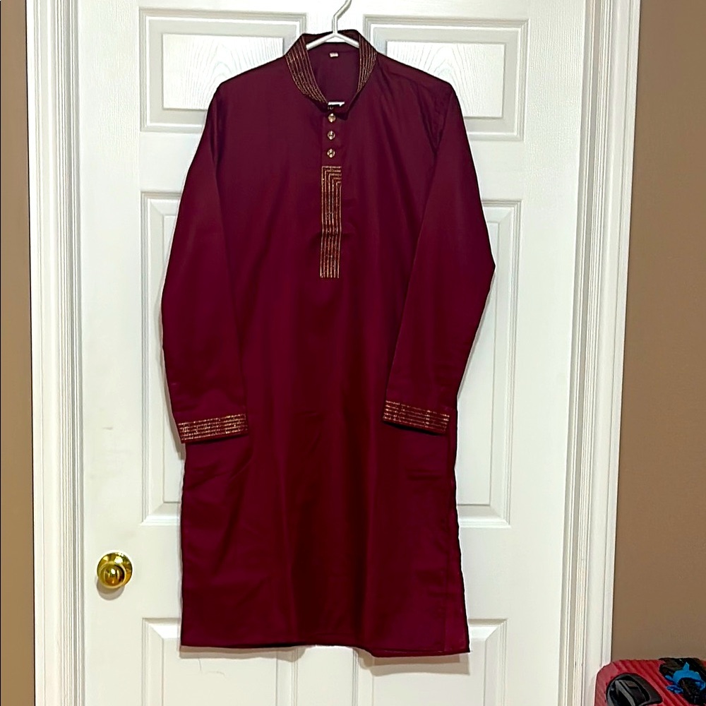 Men's Maroon Kurta